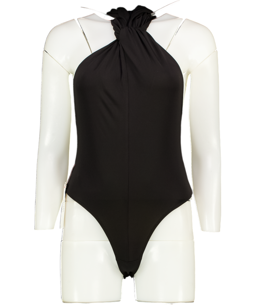 BOA. Black Hooded Halterneck Bodysuit UK M