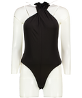 BOA. Black Hooded Halterneck Bodysuit UK M