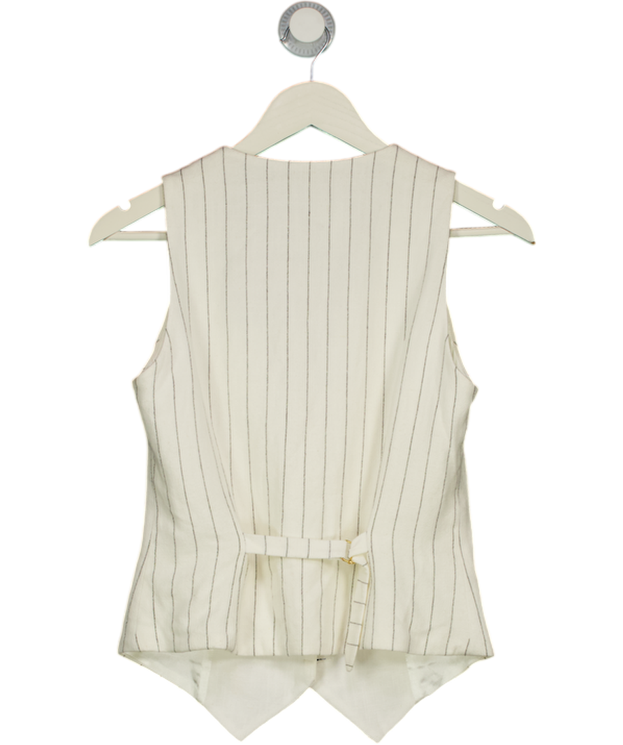 HOLLAND COOPER Hampton Waistcoat Oyster White Linen Pinstripe UK 8