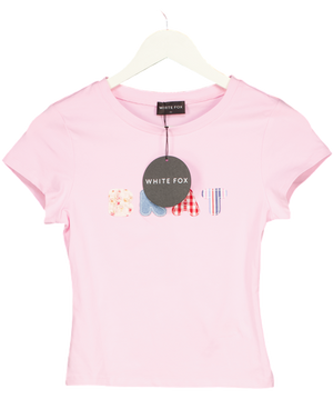 White Fox Pretty In Pink Baby Tee Baby Pink UK S