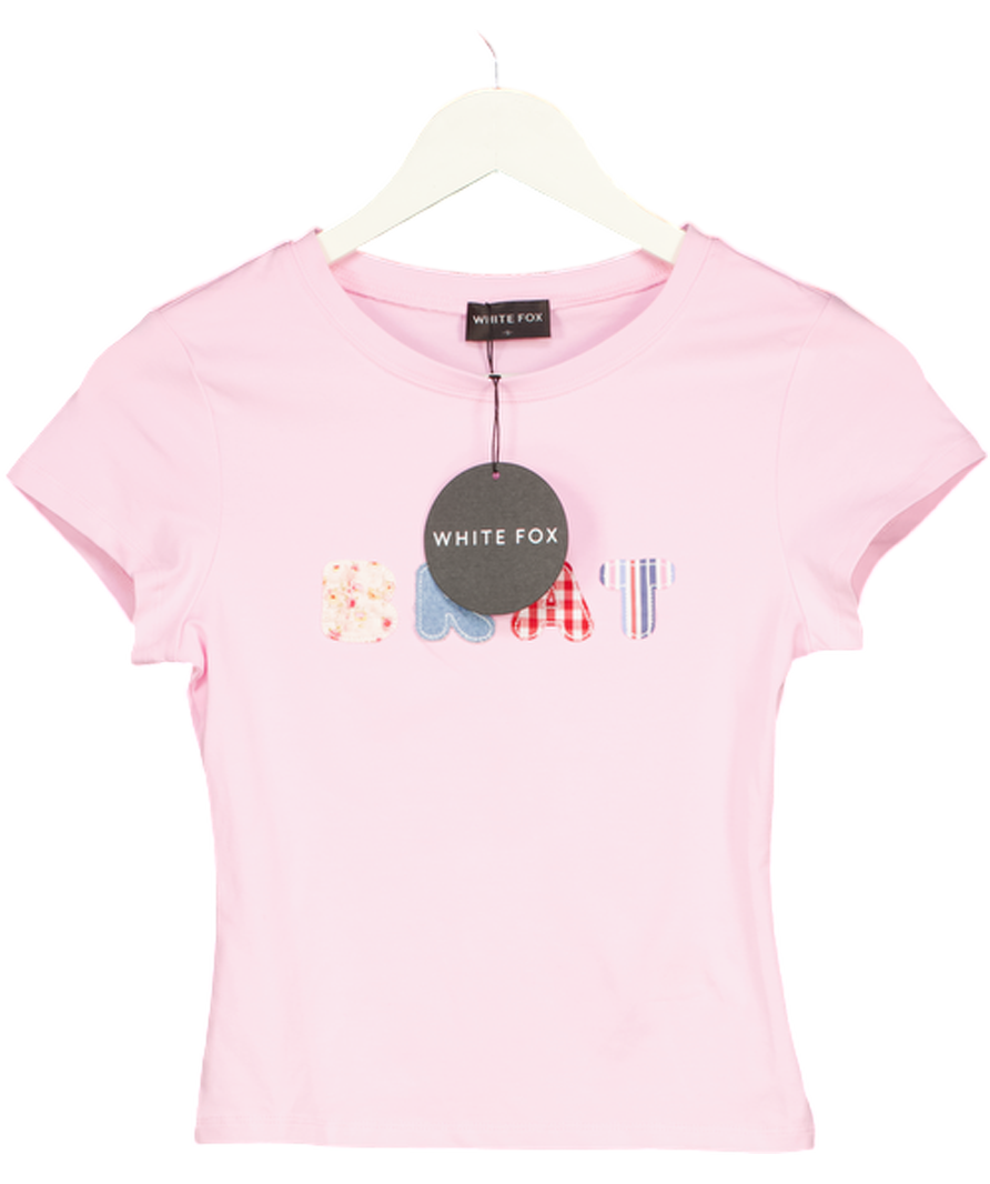 White Fox Pretty In Pink Baby Tee Baby Pink UK S