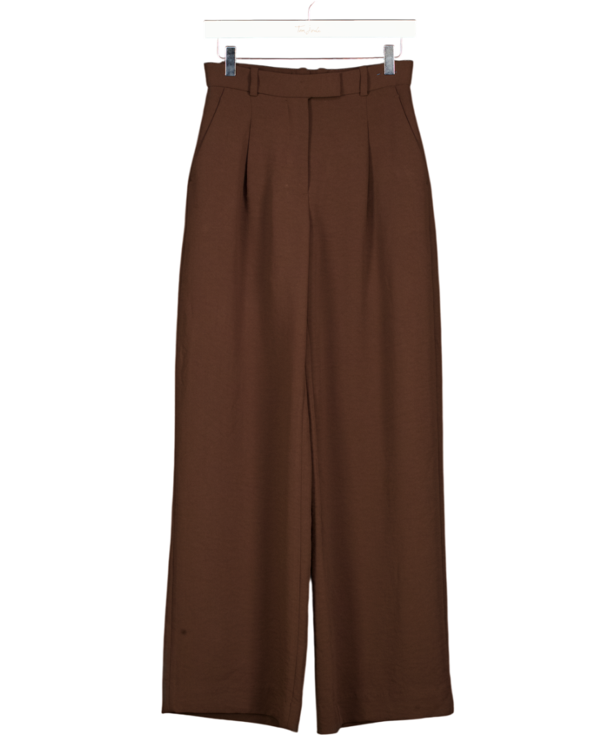 ABERCROMBIE & FITCH Chocolate Brown Pleated Wide Leg Trousers - Long Length W25