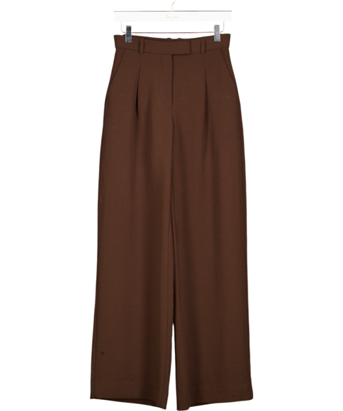 ABERCROMBIE & FITCH Chocolate Brown Pleated Wide Leg Trousers - Long Length W25
