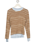 Topshop Brown & Blue Stripe Contrast Long Sleeve Top UK M