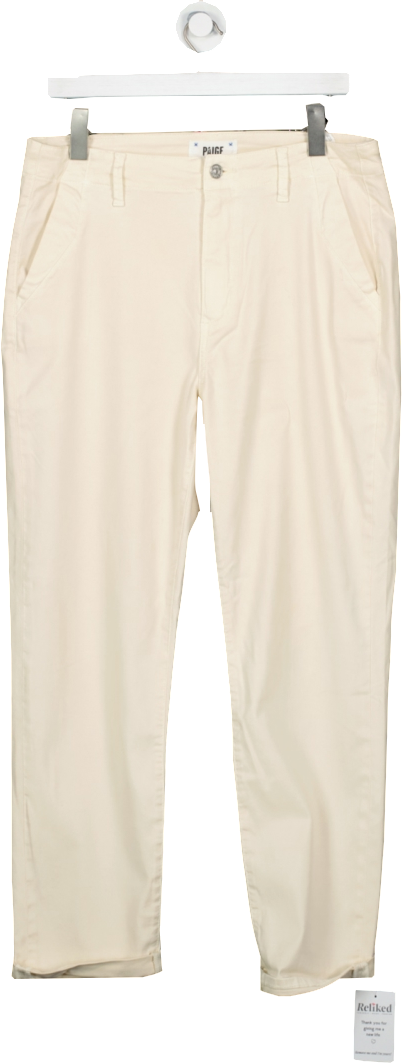 PAIGE Cream Drew Relaxed Straight Leg Trousers W29