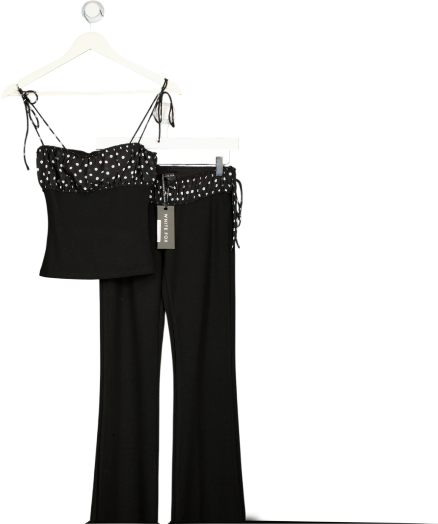 WHITE FOX Black 2-piece Balck & White Saving My Heart Top And Trouser Set UK XS