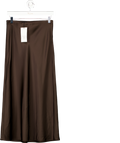 ZARA Chocolate Brown Satin Midi Skirt UK XS