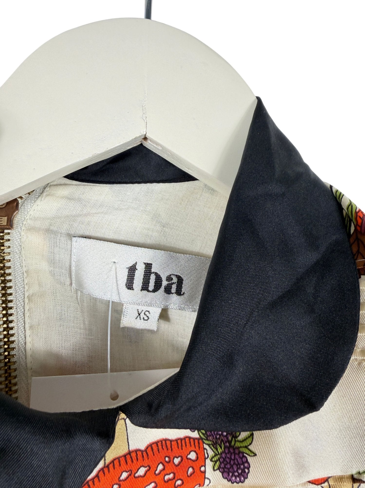 TBA Cream Botanical Mushroom Print Silk Dress UK XS