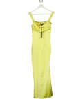 DE LA VALI Yellow La Noche 100% Silk Midi Dress UK 6