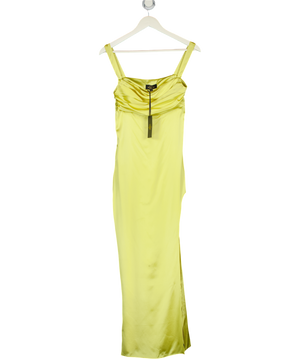 DE LA VALI Yellow La Noche 100% Silk Midi Dress UK 6