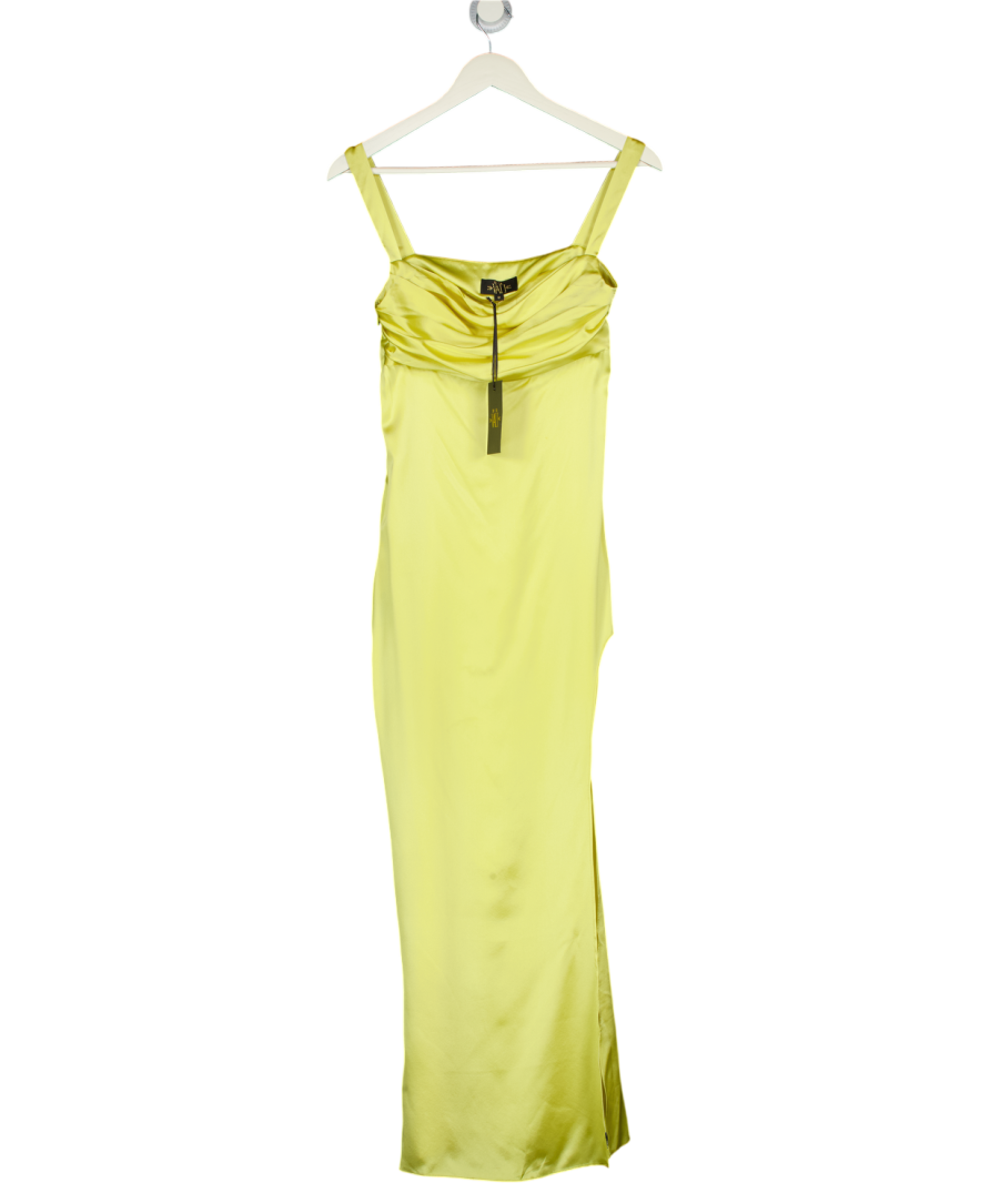 DE LA VALI Yellow La Noche 100% Silk Midi Dress UK 6