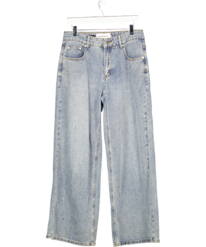 HOUSE OF SUNNY Mid Blue Wide Leg Logo Back Jeans Sz Small W26