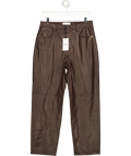 REISS Verona Real Leather Slim-leg Trousers In Chocolate Brown UK 10