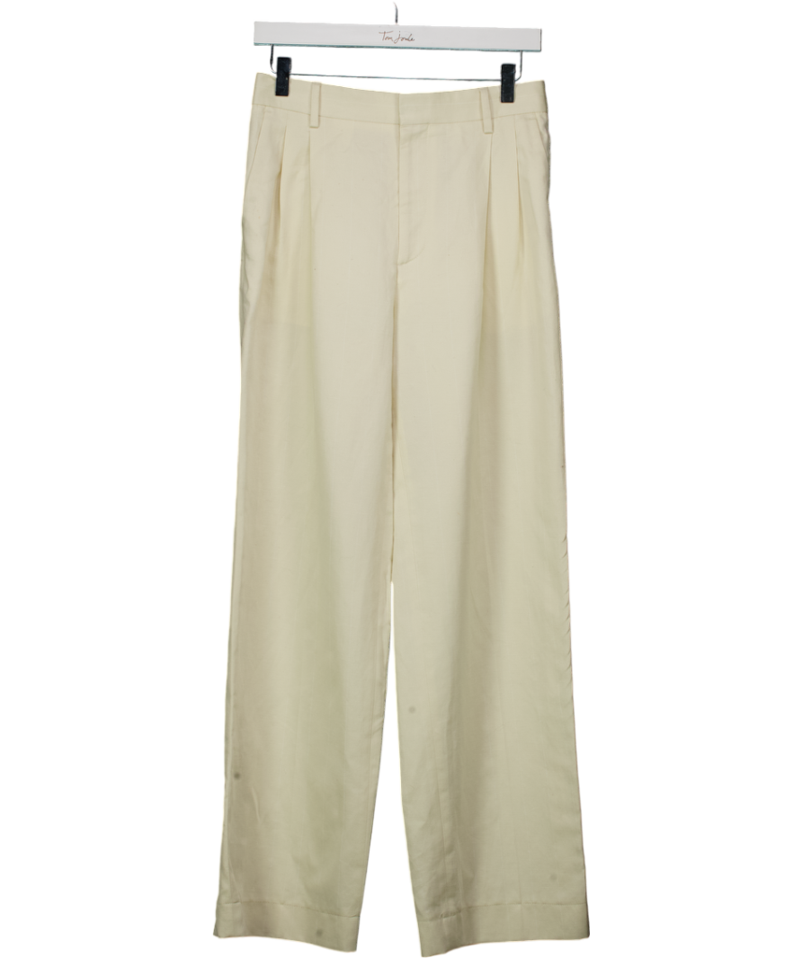 Filippa K Cream Pleated Pinstripe Trousers UK 8