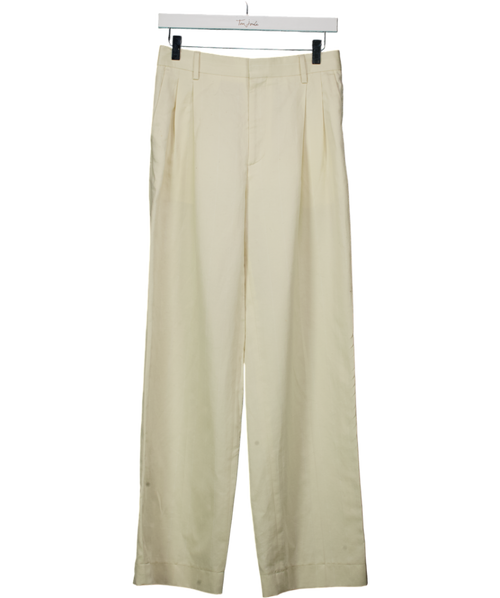 Filippa K Cream Pleated Pinstripe Trousers UK 8