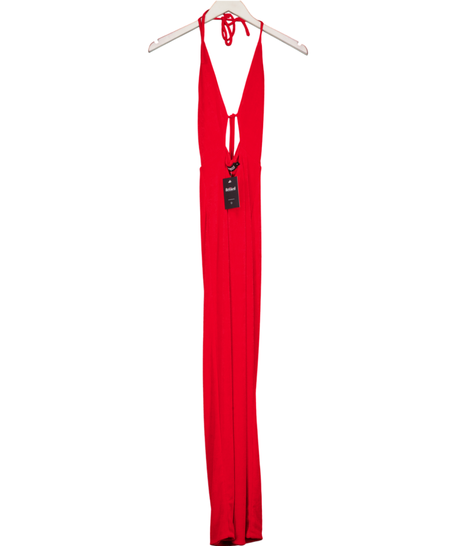Babyboo Red Halter Neck Cut Out Maxi Dress UK S