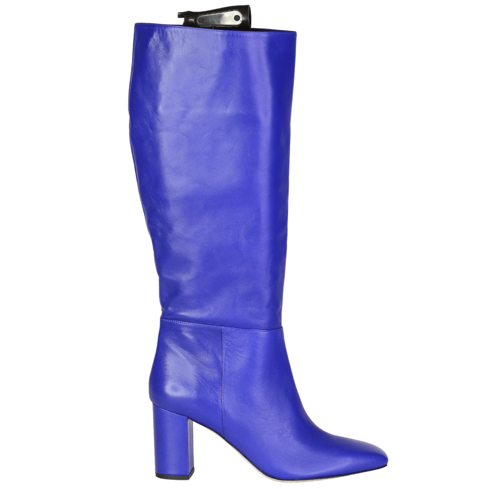 Russell & Bromley Blue Leather Middlewood Knee High Heeled Boot UK 8 EU 41 👠