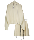 ODDMUSE Cream 2-piece Wool Zip Jacket And Mini Skirt Set UK XS/S