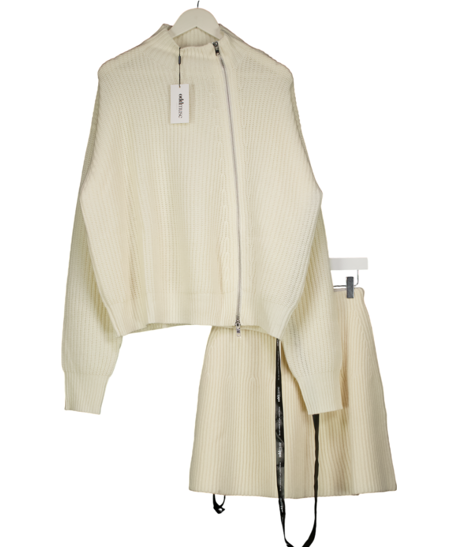 ODDMUSE Cream 2-piece Wool Zip Jacket And Mini Skirt Set UK XS/S
