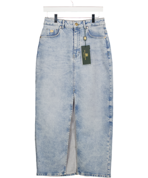 Holland Cooper Blue Grey Herringbone Wide Leg Trousers UK 10