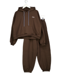Lounge Underwear 2-piece Dark Chocolate Brown Oversized Hoodie And Barrel Leg Jogger Set UK M