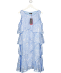 KLASS Blue / Silver Tiered Frill Midi Dress UK 20
