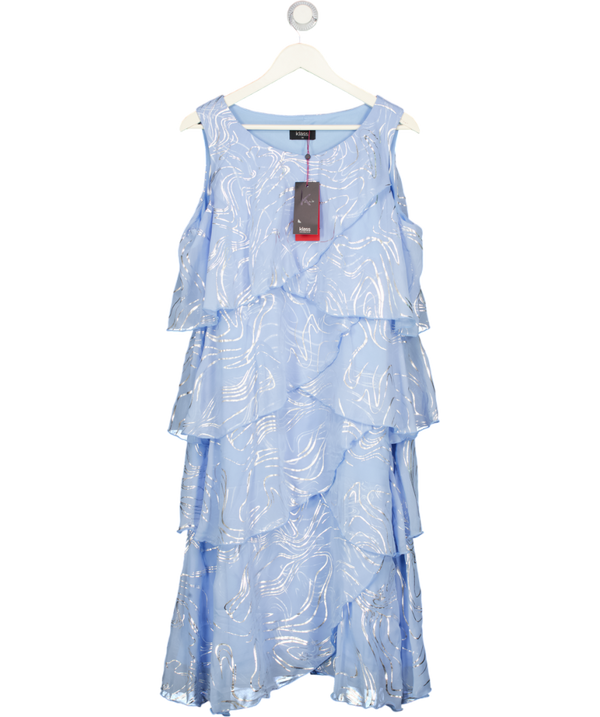 KLASS Blue / Silver Tiered Frill Midi Dress UK 20