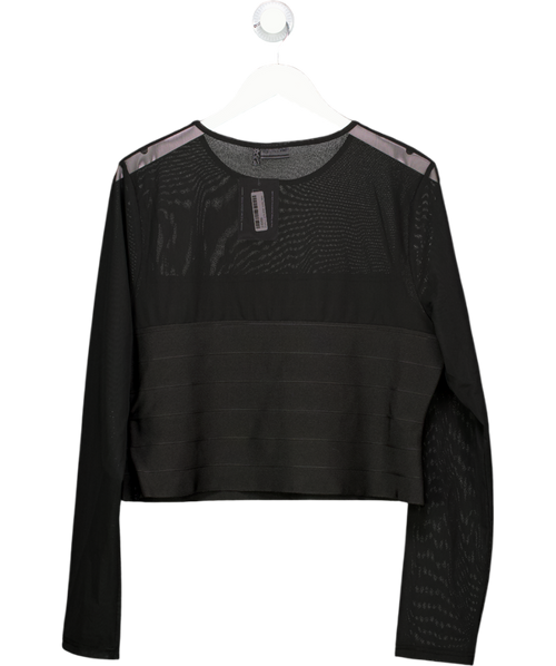 ASOS Black Bandage Panel Mesh Long Sleeve Top UK 18