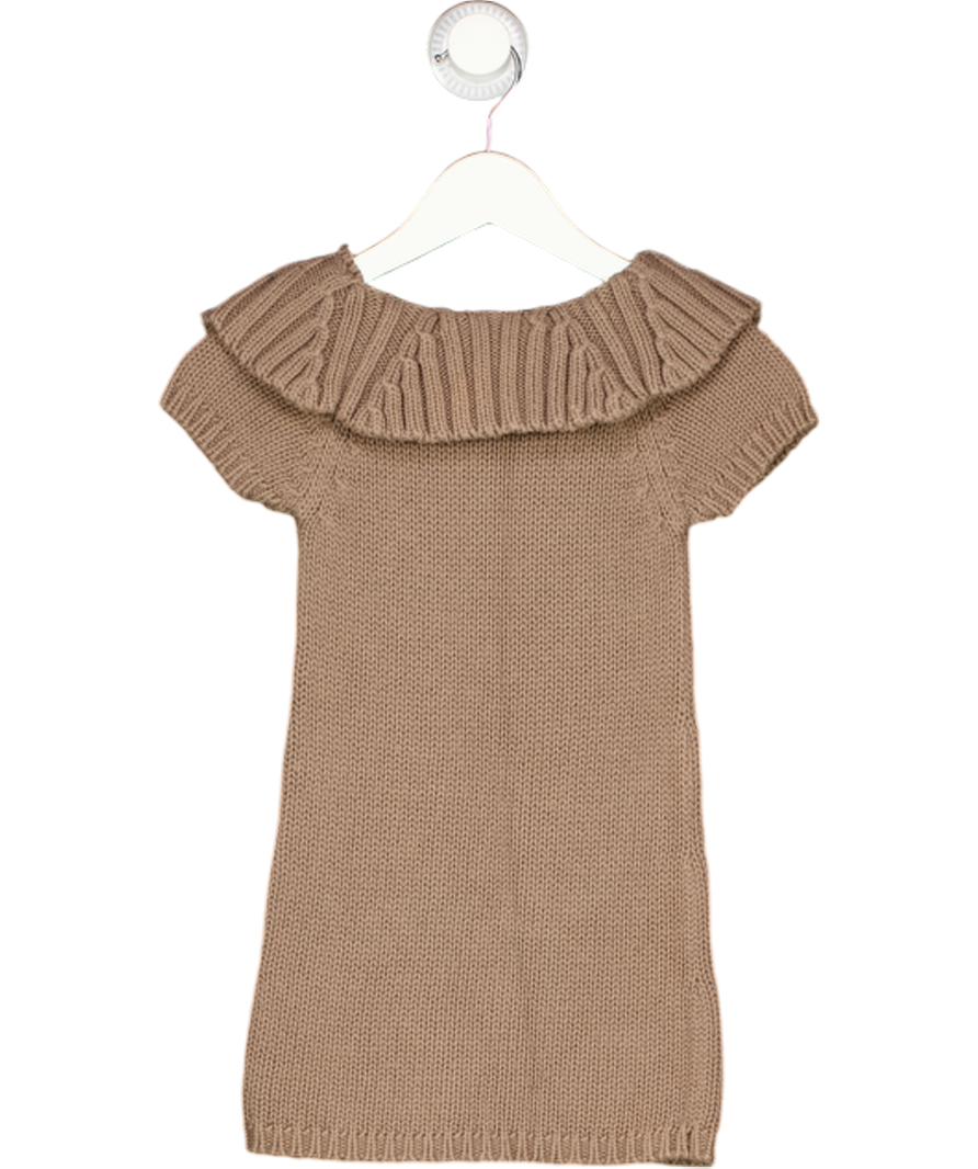 lil gaufrette Brown Roll Neck Cable Knit Dress 2 Years