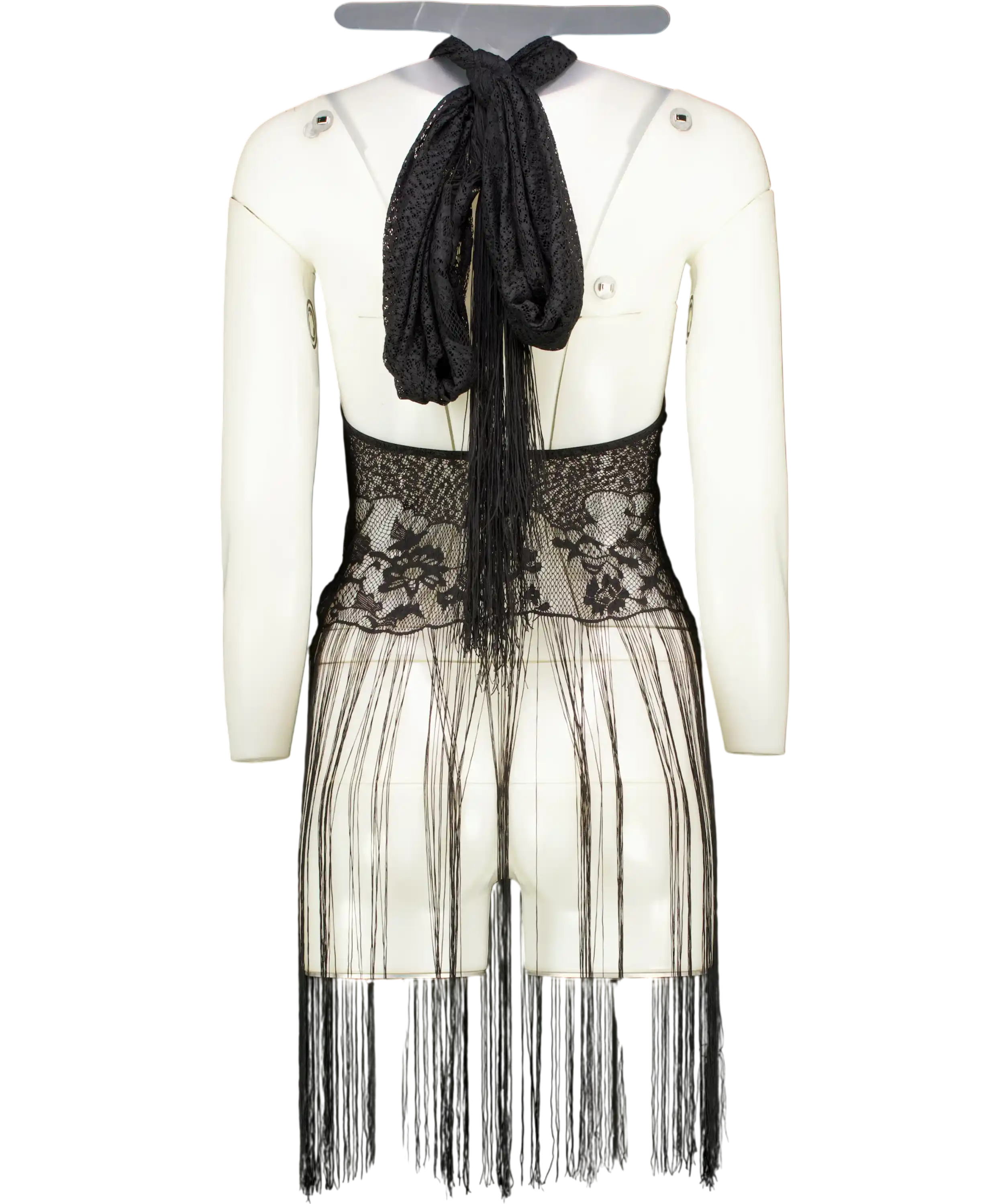 Leny Black Elara Fringe Halter UK XS