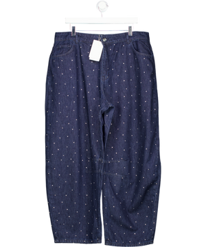 Aligne Blue Markus Mid-rise Diamante Barrel Jeans Uk 16/18 W34