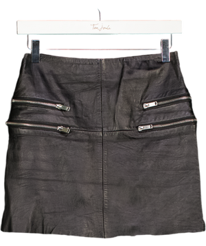ZARA Black  Real Leather Biker Mini Skirt UK XS