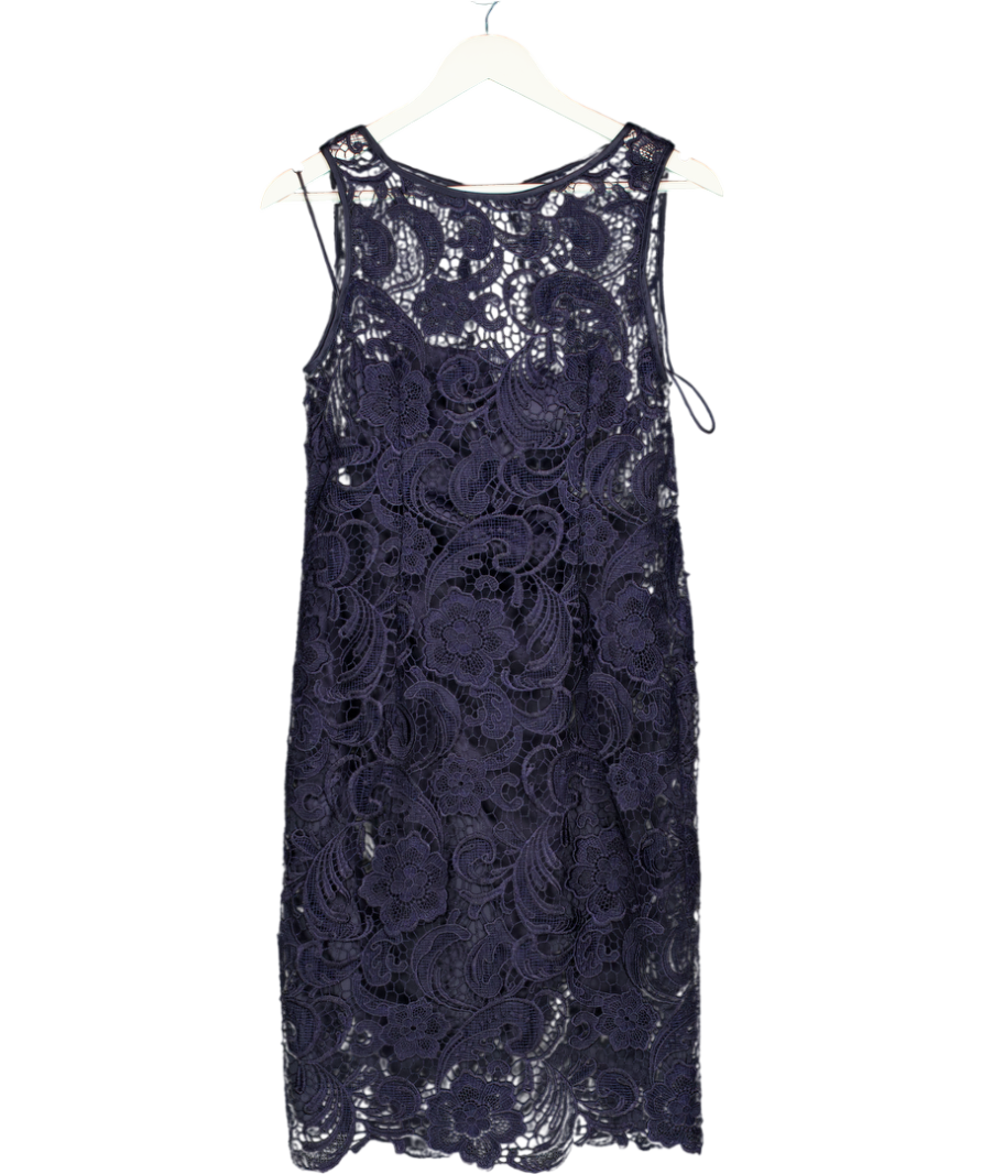 Adrianna Papell Navy Blue Guipure Lace Dress UK 10