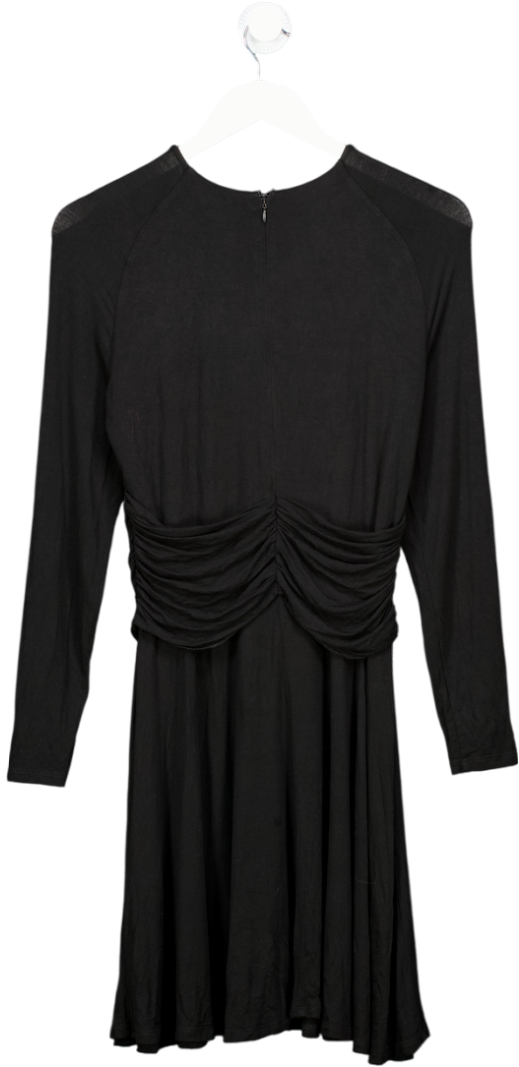 WHISTLES Black Jersey Ruched Waist Long Sleeve Fit & Flare Dress UK 12
