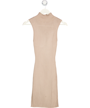 WHITE FOX Beige Ribbed Knit Mini Dress UK XS