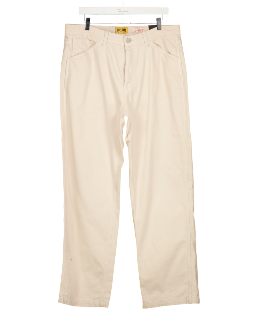 Superdry Beige Organic Cotton Vintage Slim Straight Jeans UK L