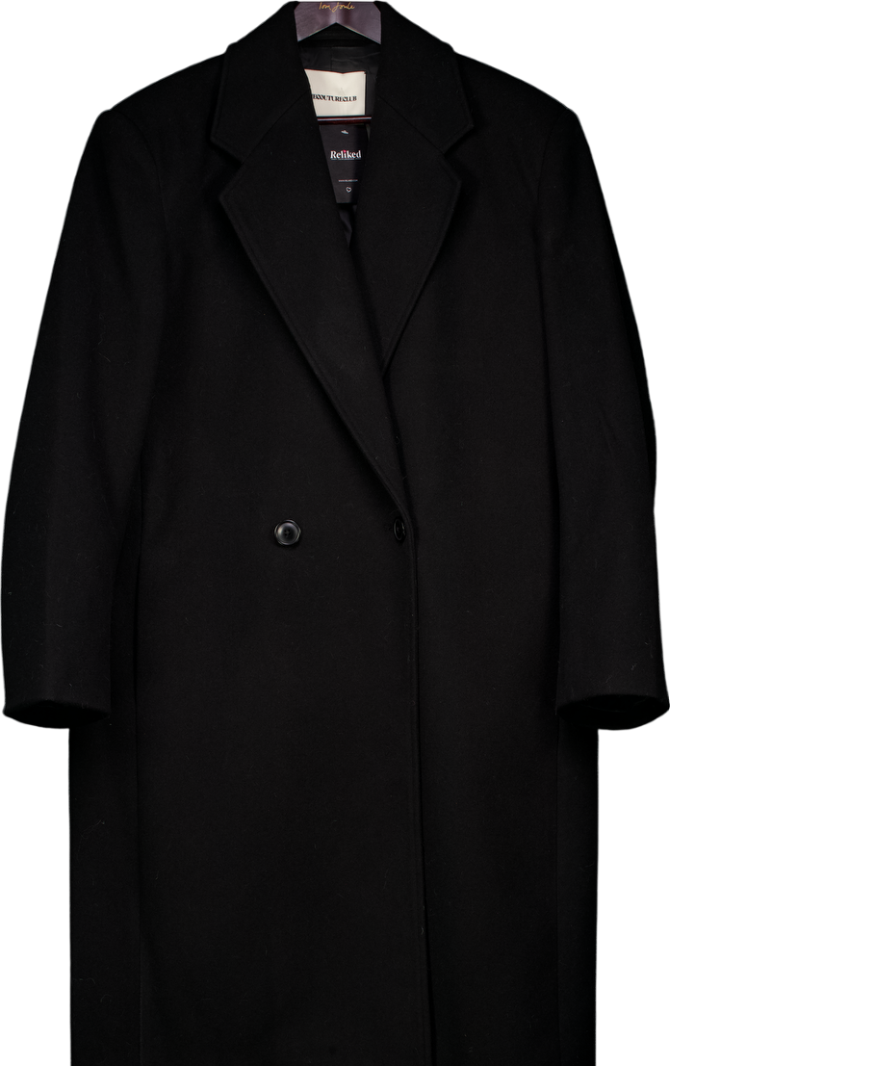 THE COUTURE CLUB Black Oversize Longline Overcoat UK M