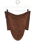JADED LONDON Lavinia Fringe Mini Skirt In Brown UK XS