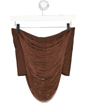 JADED LONDON Lavinia Fringe Mini Skirt In Brown UK XS