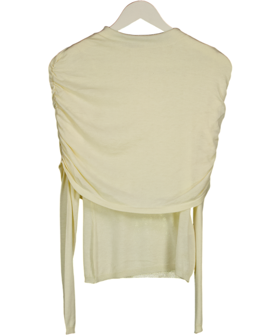 NA-KD Cream Cashmere Blend Knitted Draped Top UK XS