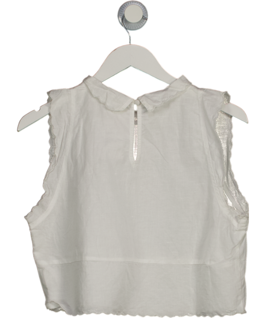 Vita Grace White Linen Blen Sleeveless Top UK S