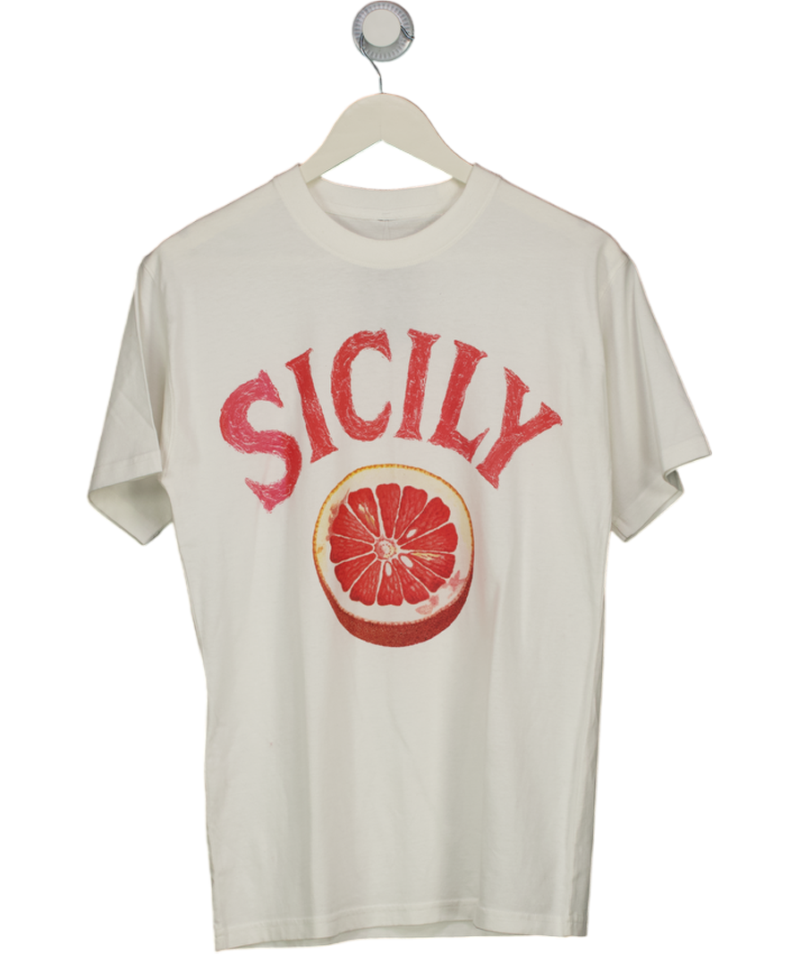 White Sicily Orange Print Graphic T-shirt UK S