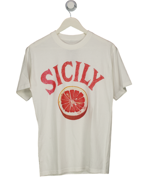 White Sicily Orange Print Graphic T-shirt UK S