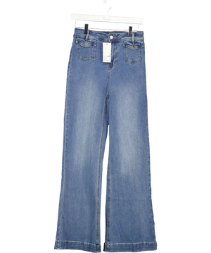 FRIENDS LIKE THESE Light Blue Wash Pocket Tailored Wide Leg Jeans UK 8