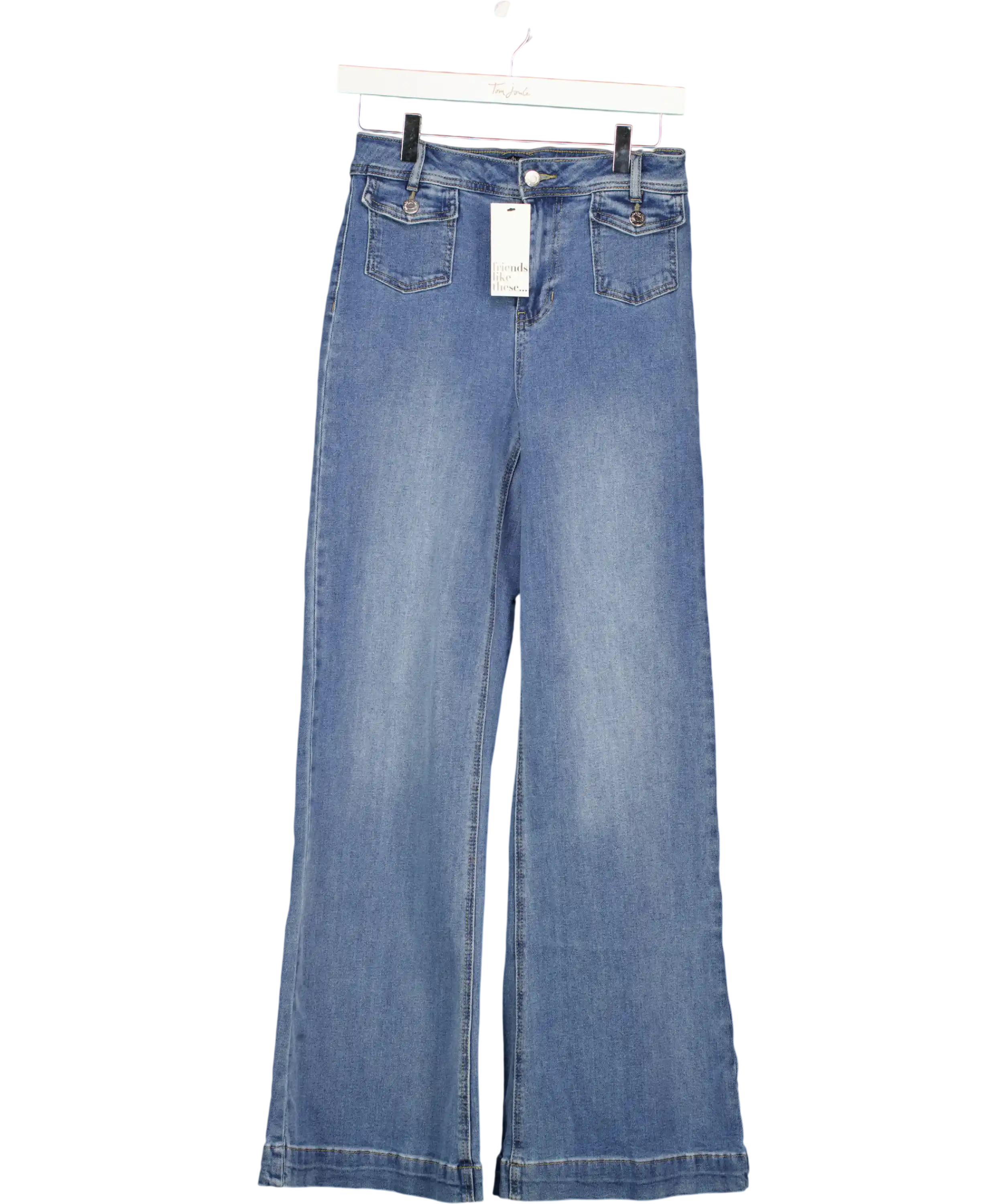 FRIENDS LIKE THESE Light Blue Wash Pocket Tailored Wide Leg Jeans UK 8