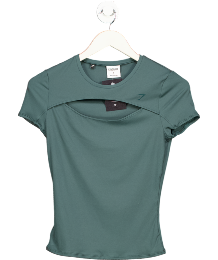 gymshark Green Round Neck Layered Cut-out T-shirt UK S