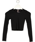 COMMANDO Black Long Sleeve Ribbed Activewear Top UK S/M