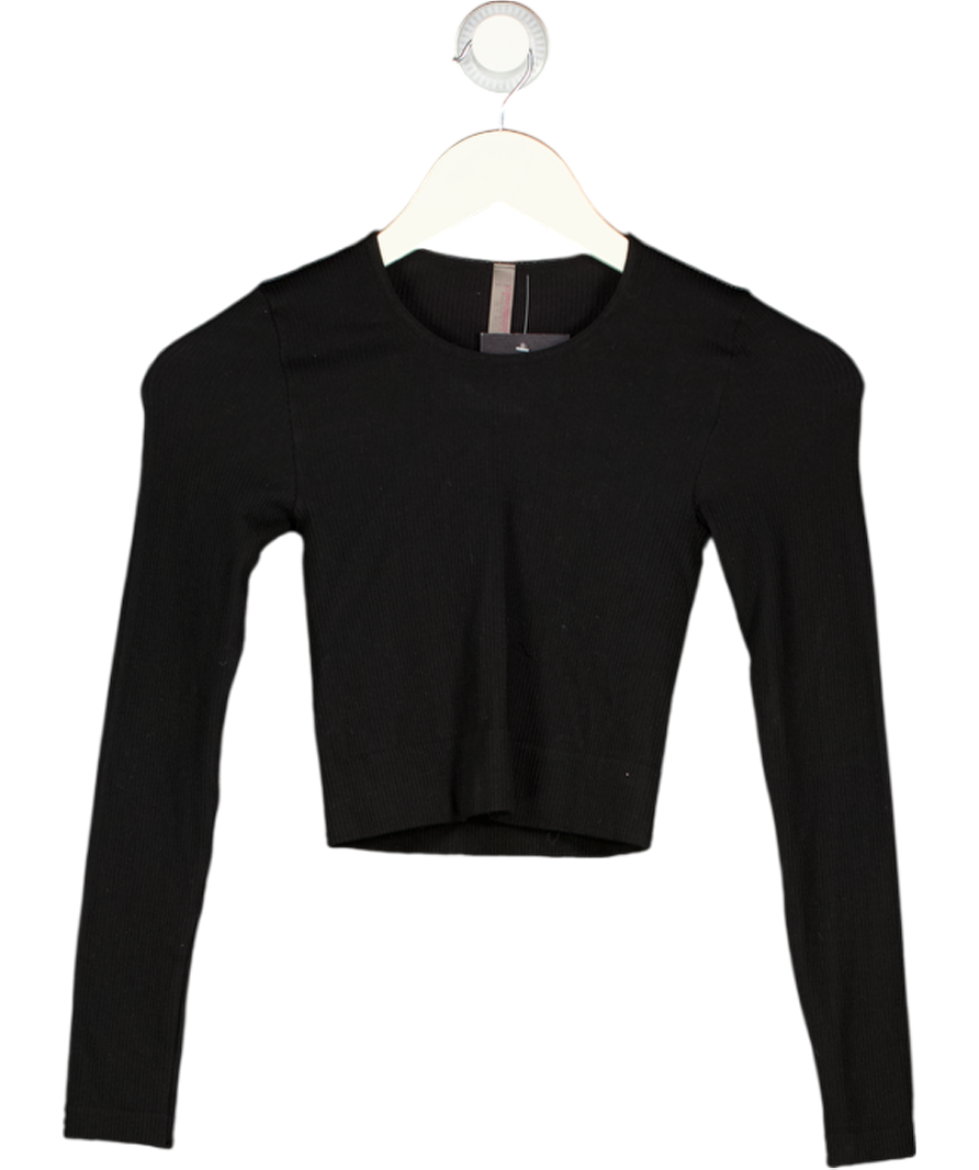 COMMANDO Black Long Sleeve Ribbed Activewear Top UK S/M