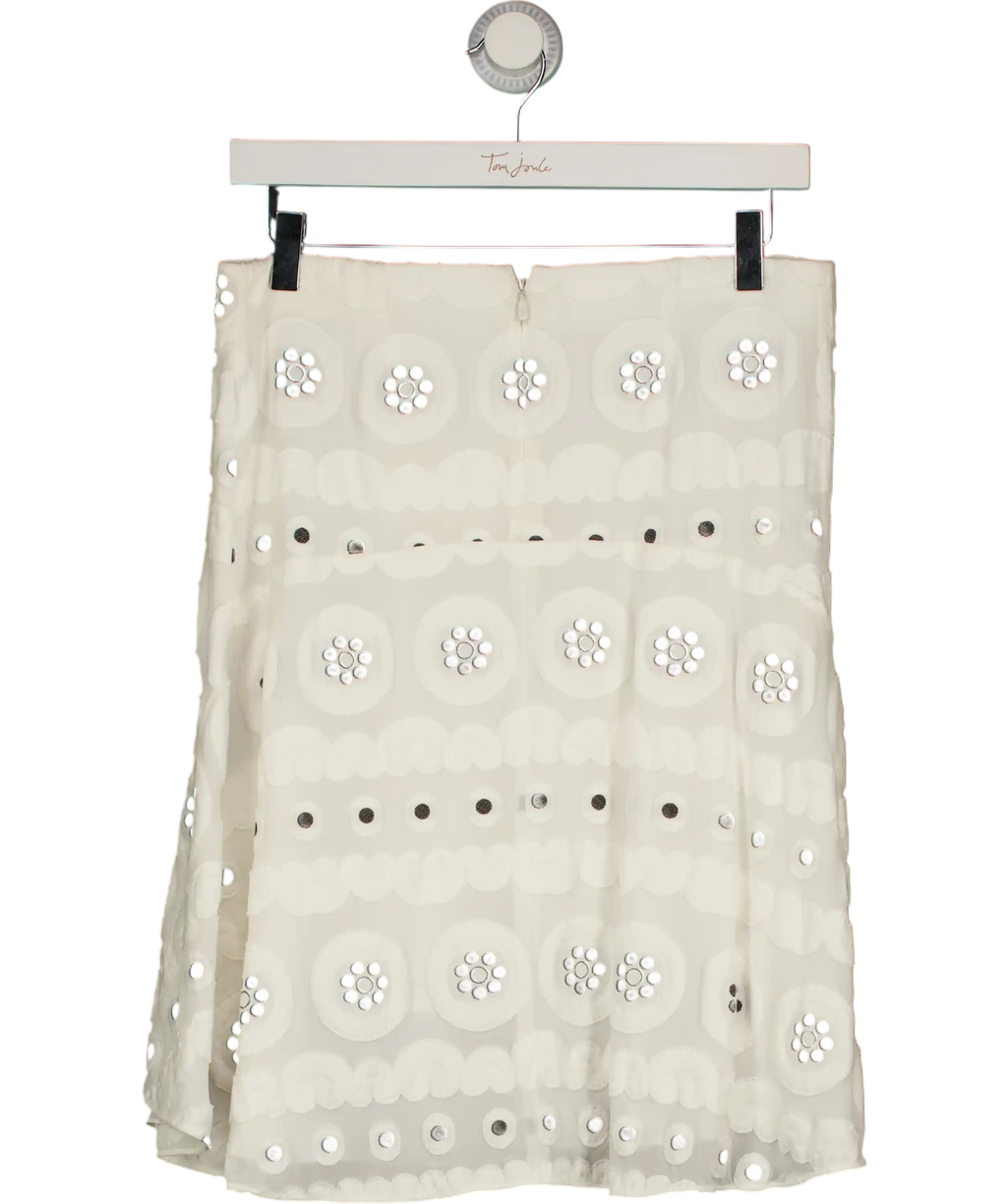 Chloé White Embroidered Eyelet Circular Motif Skirt  Fr36 UK 8