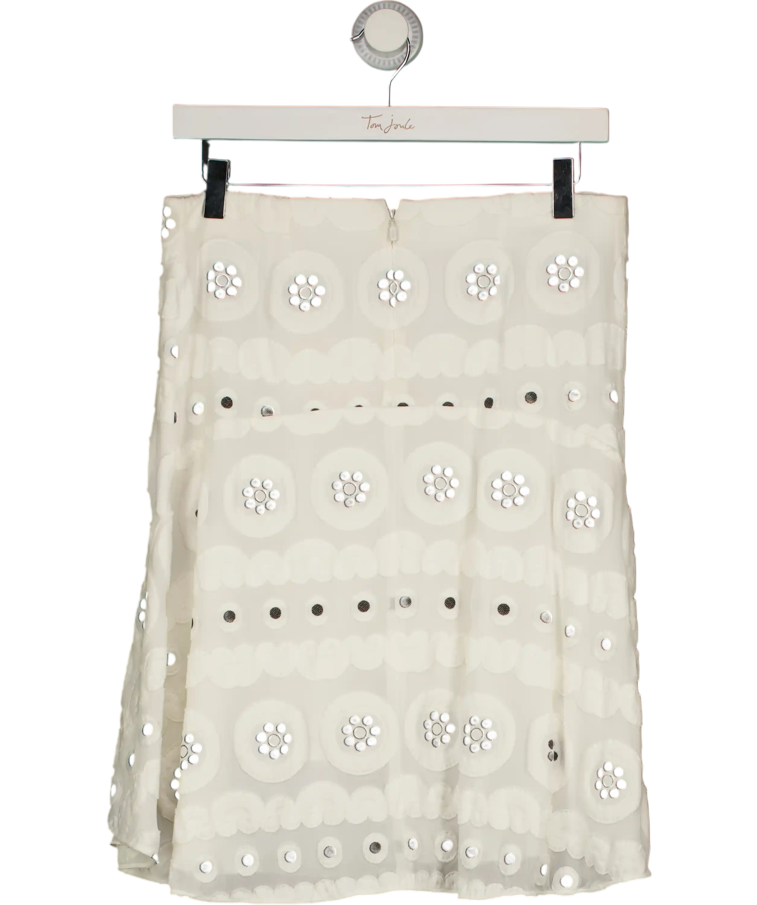 Chloé White Embroidered Eyelet Circular Motif Skirt  Fr36 UK 8